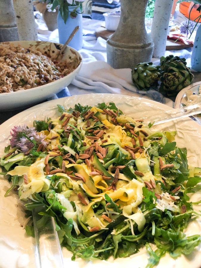 Summer Squash Carpaccio with Arugula, Pecorino and Almonds Recipes: Life's Patina at Willowbrook Farm Malvern Pennsylvania